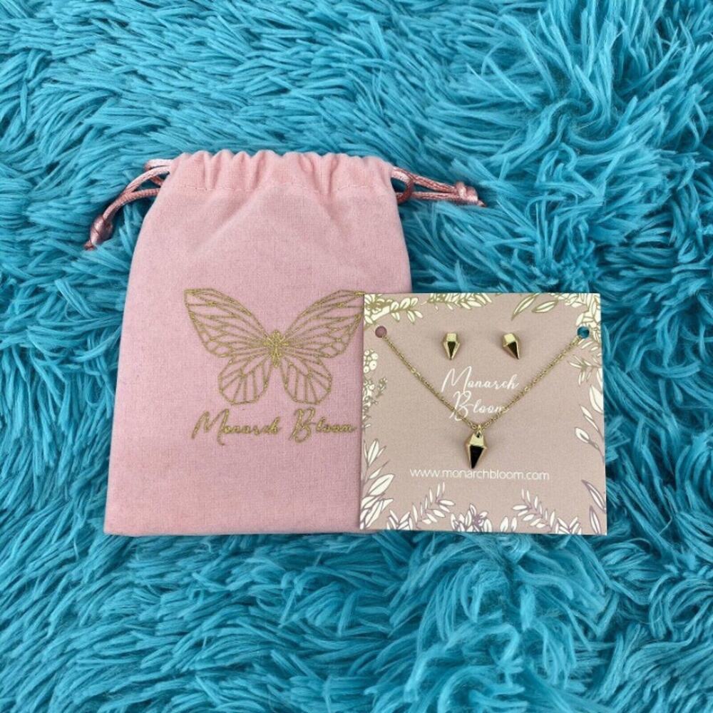 MONARCH BLOOM SHINE BRIGHT NECKLACE + EARRINGS SET  16" + 4" EXT